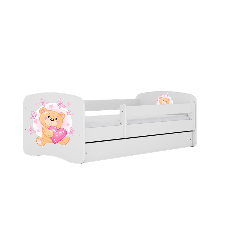 Letto per bambini babydreams white teddybear butterflies con cassettone e materasso omaggio 180/80