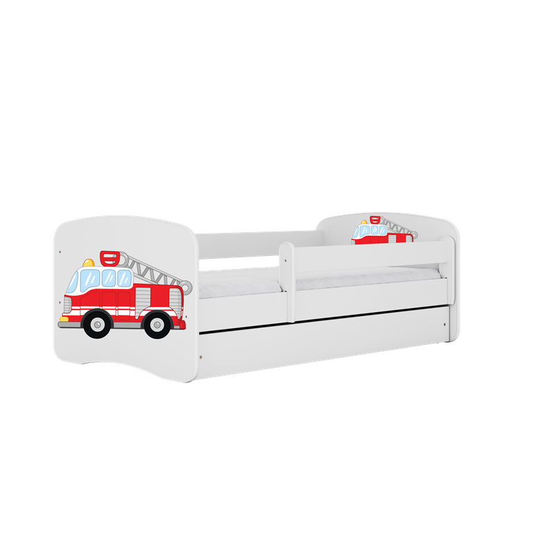 Letto per bambini babydreams white fire brigade con cassettone e materasso omaggio 180/80