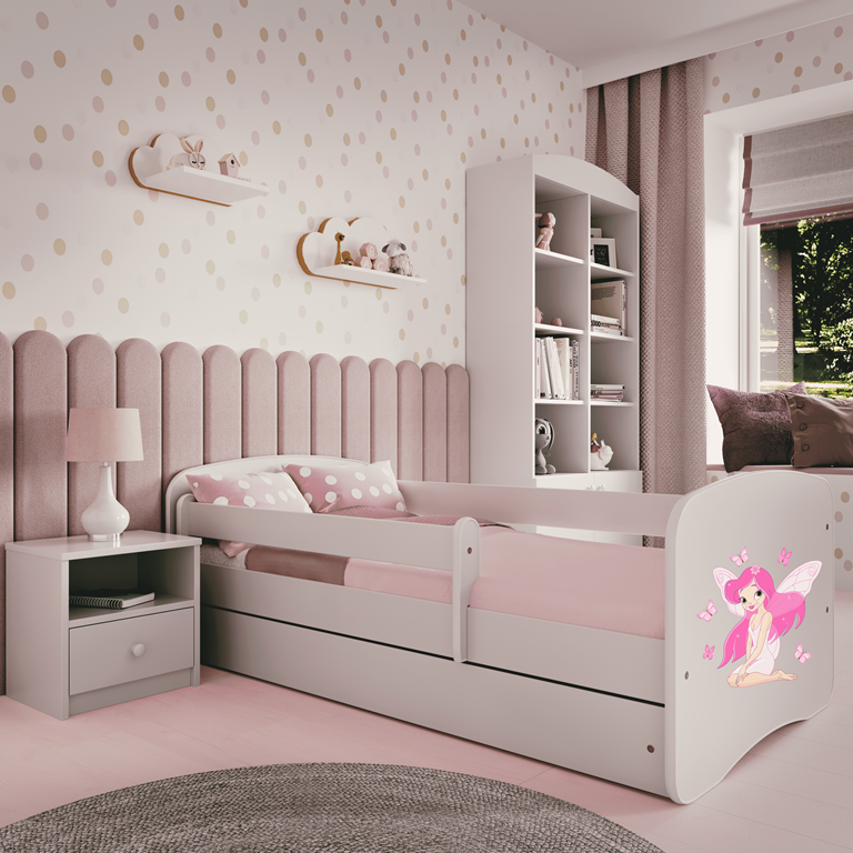 Bed babydreams white fairy with butterflies with drawer with mattress 180/80