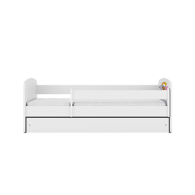 Letto per bambini babydreams white zoo con cassettone e materasso omaggio 180/80