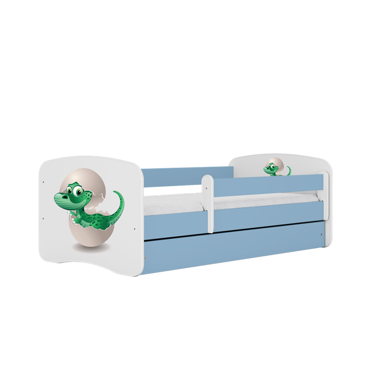 Letto per bambini babydreams blue baby dino con cassettone e materasso omaggio 140/70