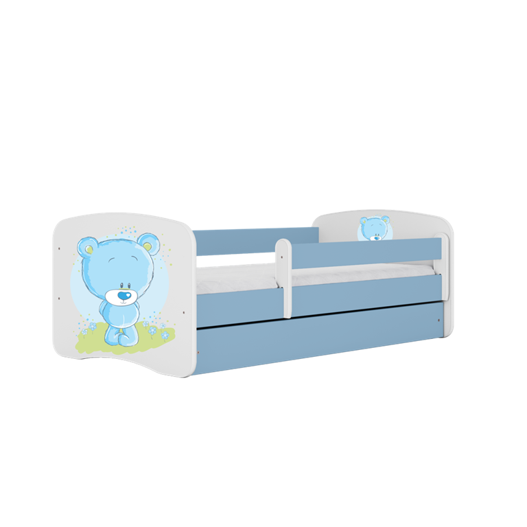 Letto per bambini babydreams blue blue teddybear con cassettone e materasso omaggio 140/70