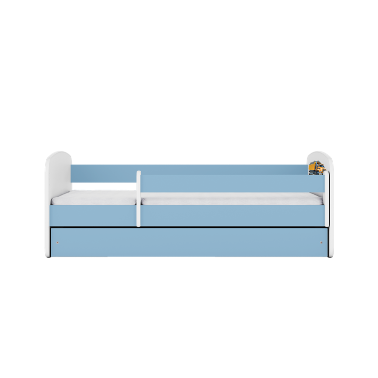 Letto per bambini babydreams blue truck con cassettone e materasso omaggio 160/80