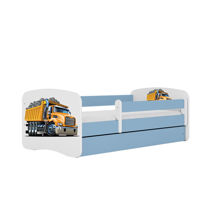 Letto per bambini babydreams blue truck con cassettone e materasso omaggio 160/80