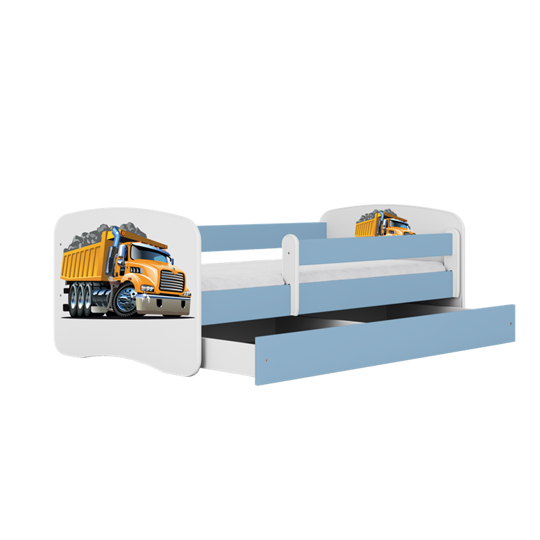 Letto per bambini babydreams blue truck con cassettone e materasso omaggio 160/80