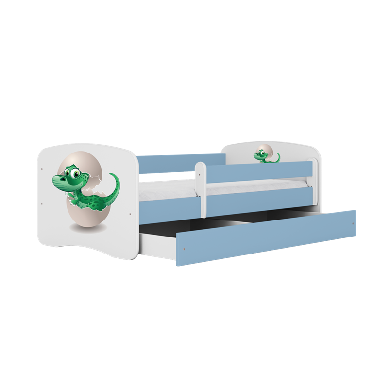 Letto per bambini babydreams blue baby dino con cassettone e materasso omaggio 160/80