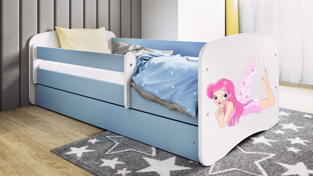 Bed babydreams blue fairy with wings with drawer with mattress 160/80