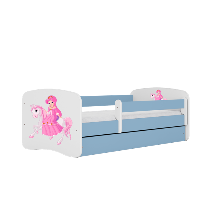 Bed babydreams blue princess on horse with drawer with mattress 180/80