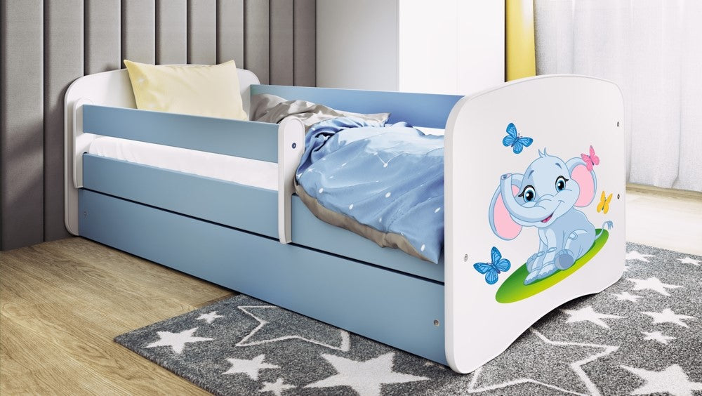 Bed babydreams blue baby elephant with drawer with mattress 180/80