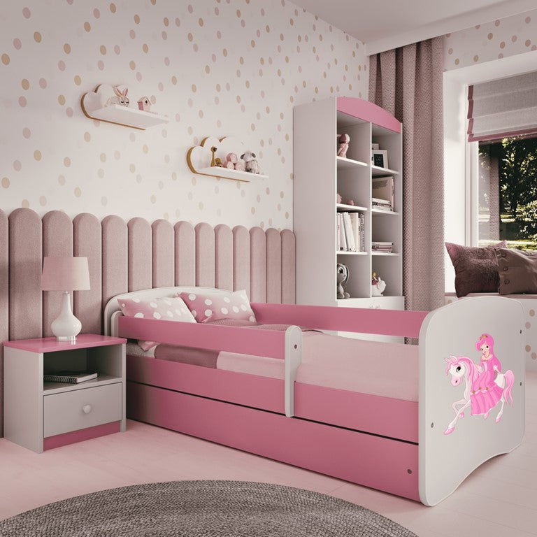 Bed babydreams pink princess on horse with drawer with mattress 140/70