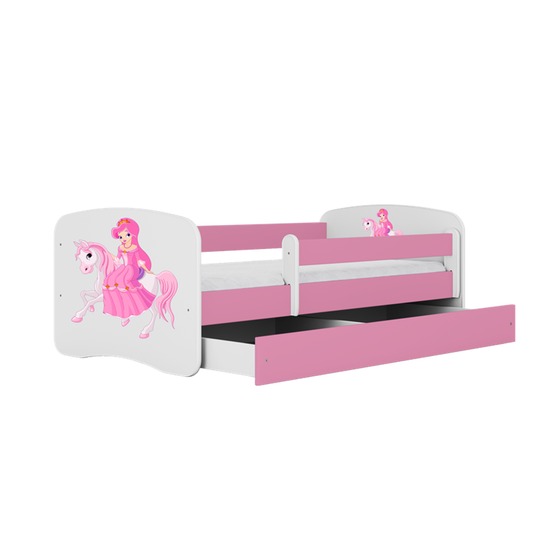 Bed babydreams pink princess on horse with drawer with mattress 140/70
