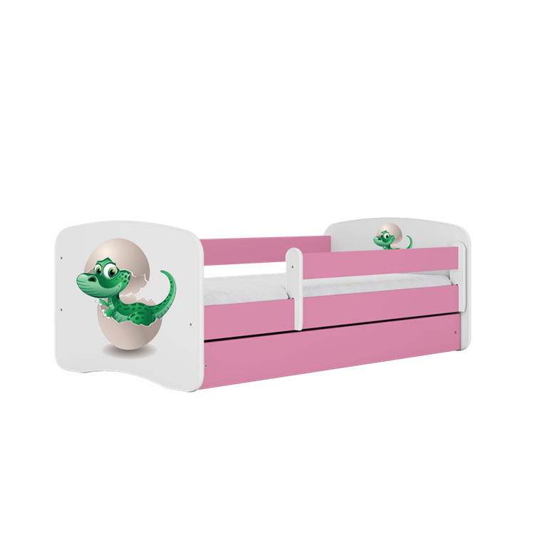 Letto per bambini babydreams pink baby dino con cassettone e materasso omaggio 140/70