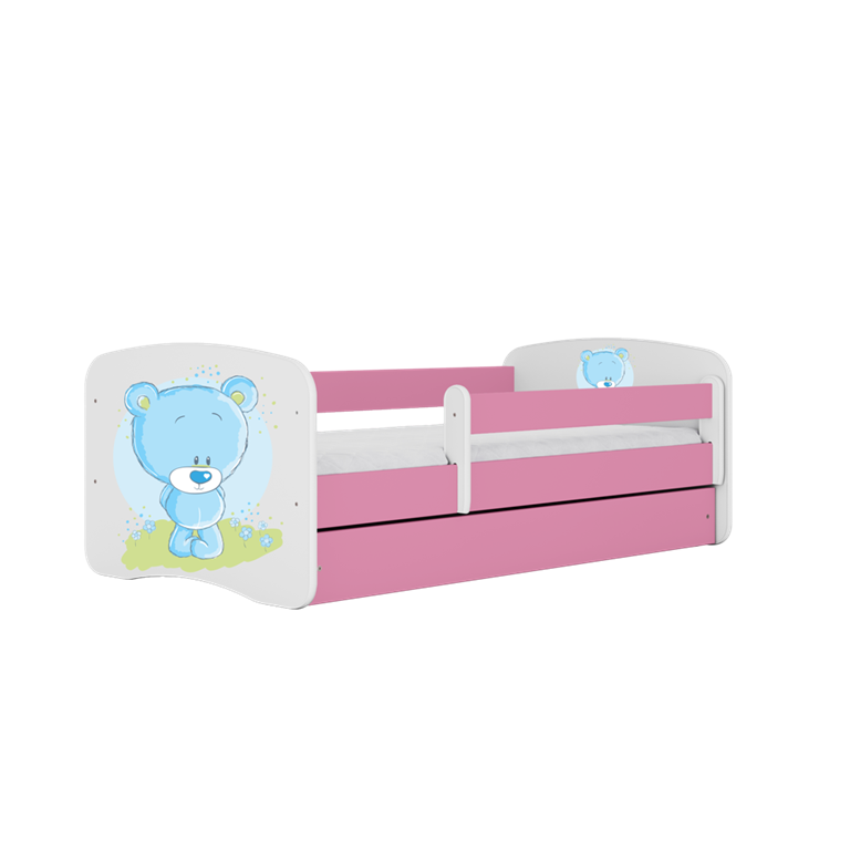 Letto per bambini babydreams pink blue teddybear con cassettone e materasso omaggio 140/70