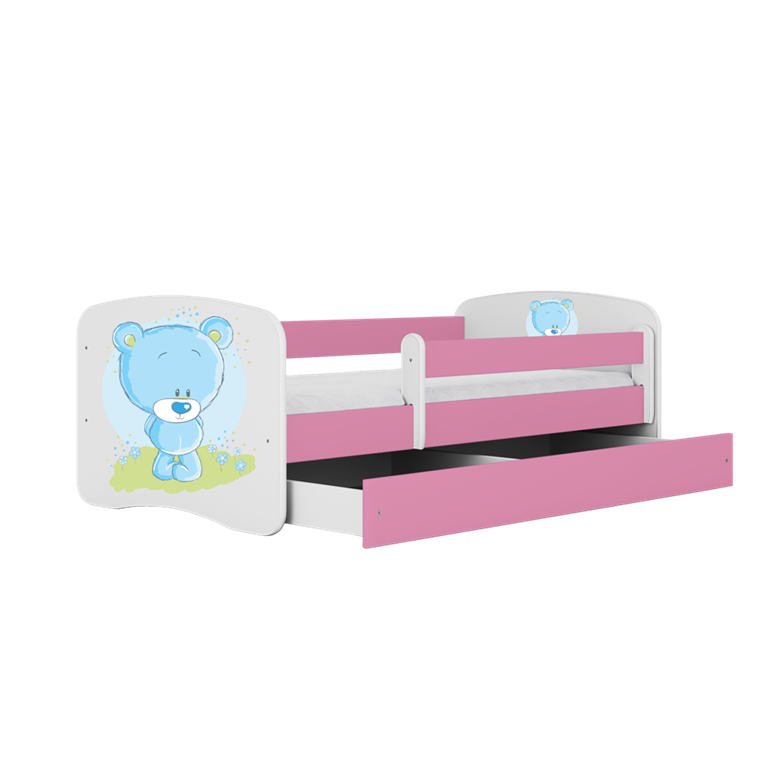 Letto per bambini babydreams pink blue teddybear con cassettone e materasso omaggio 140/70