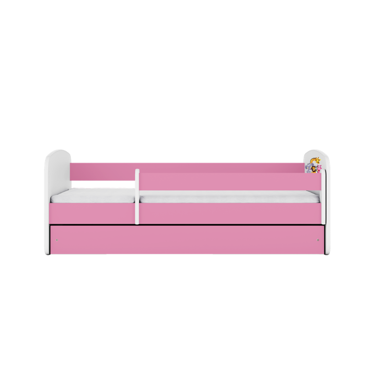 Letto per bambini babydreams pink zoo con cassettone e materasso omaggio 140/70