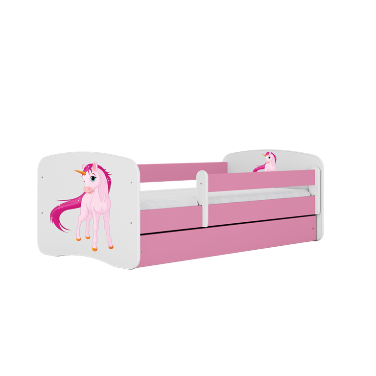 Letto per bambini babydreams pink unicorn con cassettone e materasso omaggio 160/80