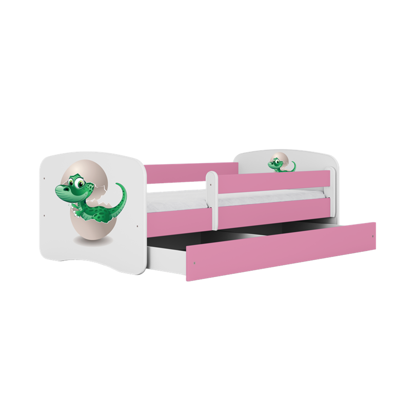 Letto per bambini babydreams pink baby dino con cassettone e materasso omaggio 160/80