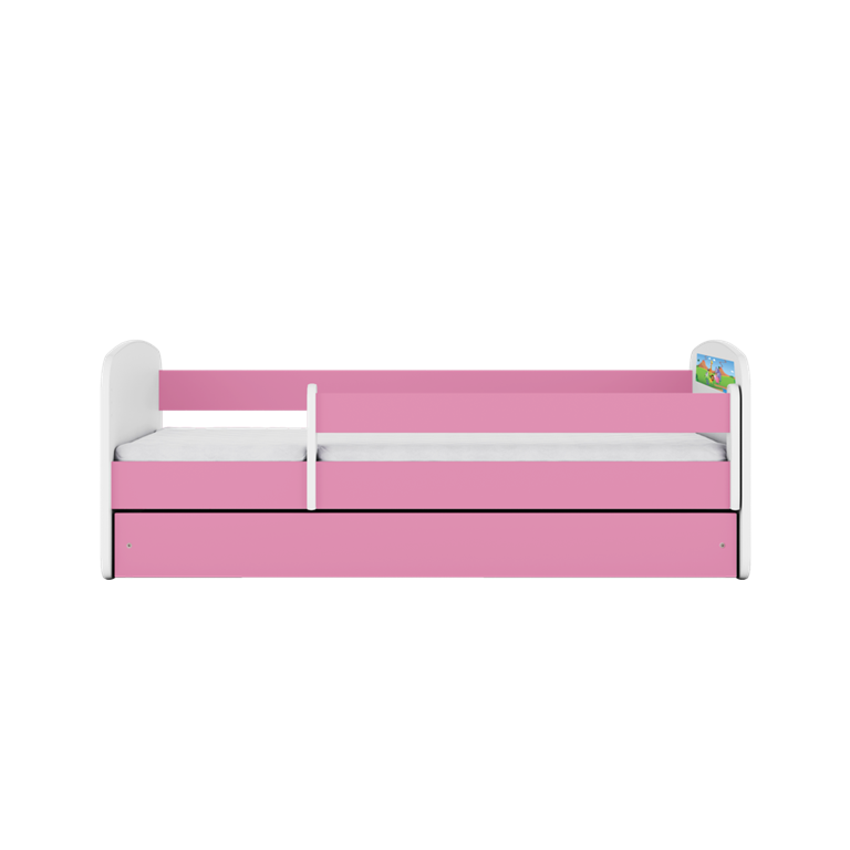Letto per bambini babydreams pink safari con cassettone e materasso omaggio 160/80