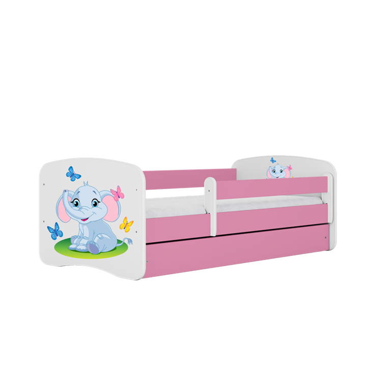 Letto per bambini babydreams pink baby elephant con cassettone e materasso omaggio 160/80
