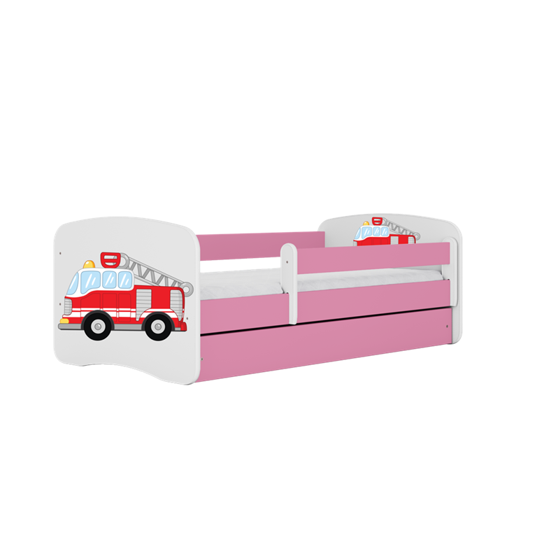 Letto per bambini babydreams pink fire brigade con cassettone e materasso omaggio 160/80