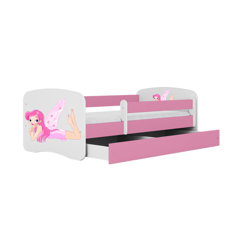 Bed babydreams pink fairy with wings with drawer with mattress 160/80
