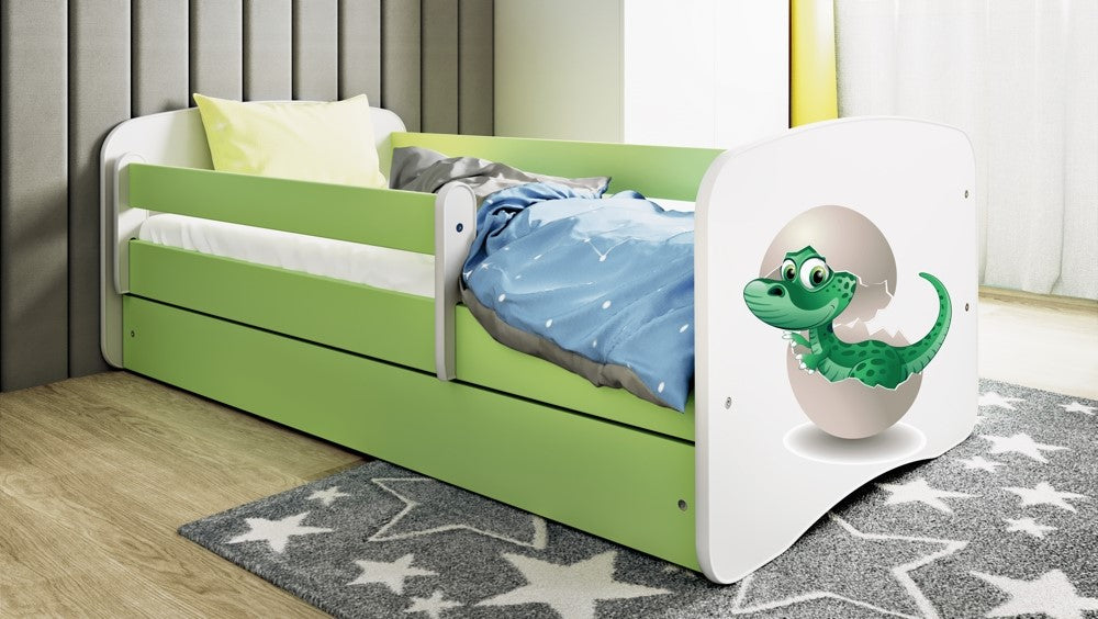 Bed babydreams green baby dino with drawer with mattress 140/70