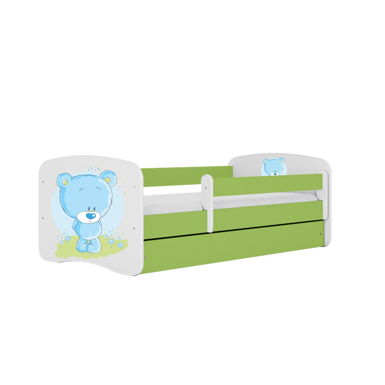 Bed babydreams green blue teddybear with drawer with mattress 160/80