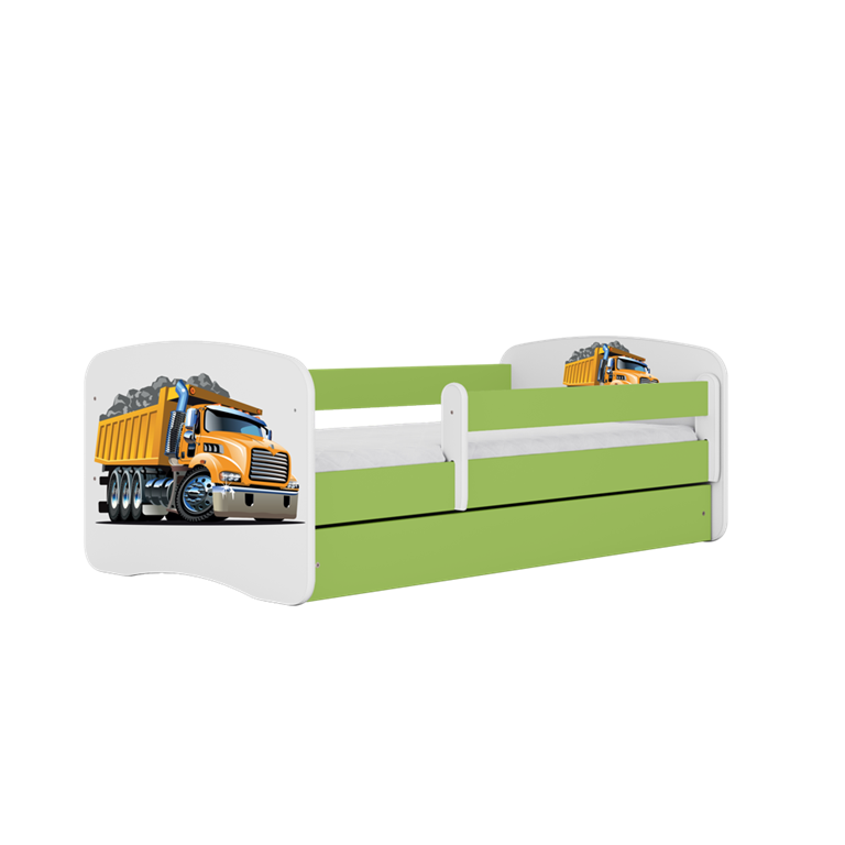 Bed babydreams green truck with drawer with mattress 180/80