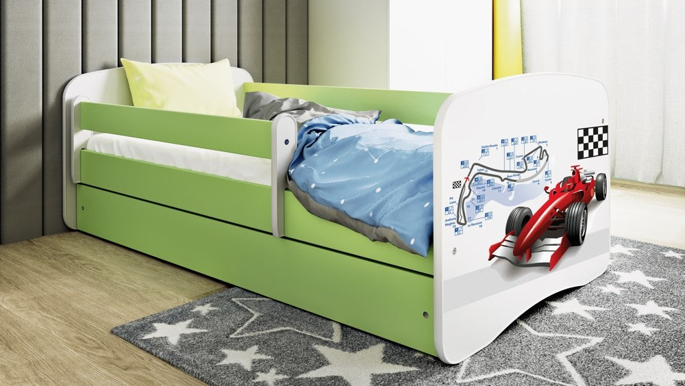 Letto per bambini babydreams green formula con cassettone e materasso omaggio 180/80