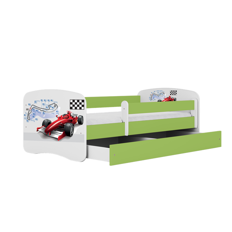 Letto per bambini babydreams green formula con cassettone e materasso omaggio 180/80