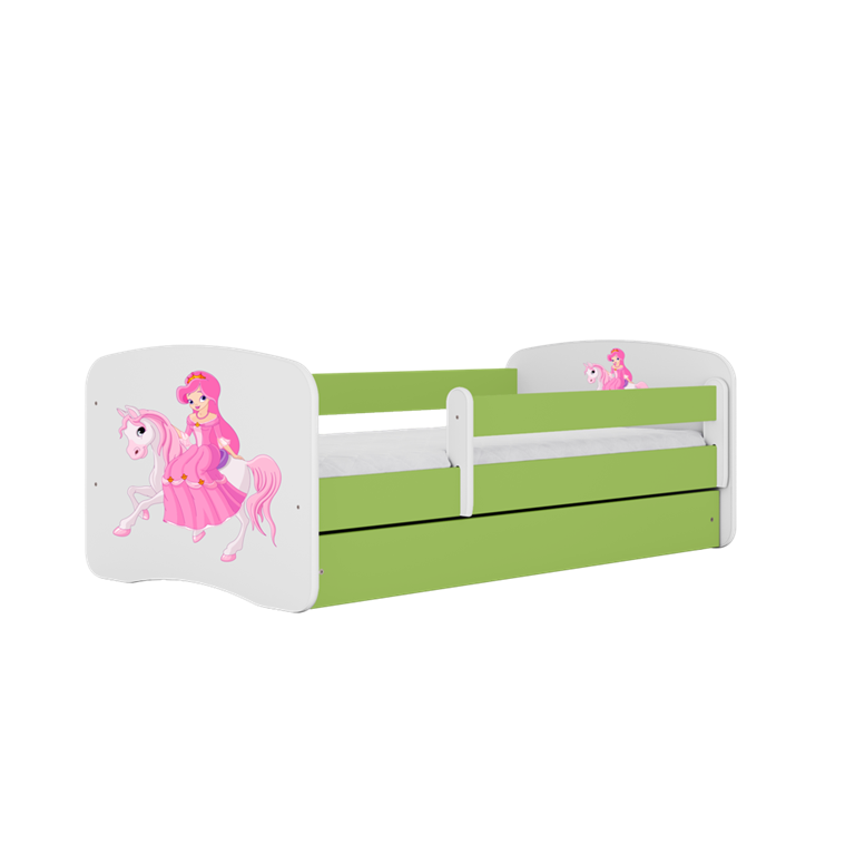 Bed babydreams green princess on horse with drawer with mattress 180/80
