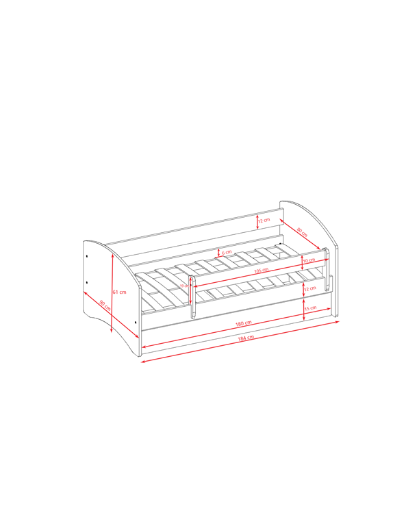 Bed babydreams green princess horse with drawer with mattress 180/80