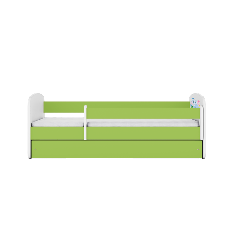 Letto per bambini babydreams green baby elephant con cassettone e materasso omaggio 180/80