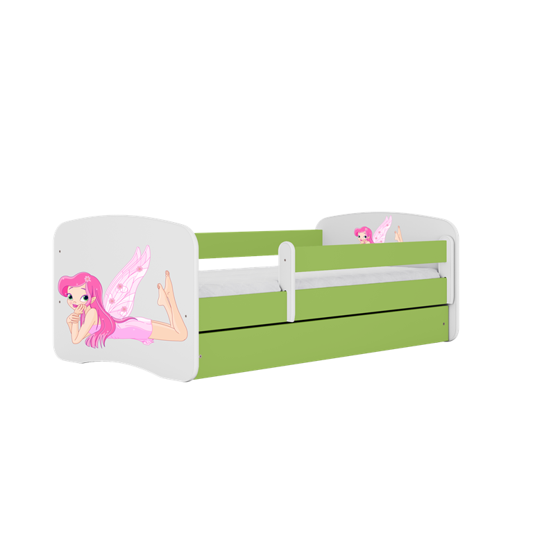 Bed babydreams green fairy with wings with drawer with mattress 180/80