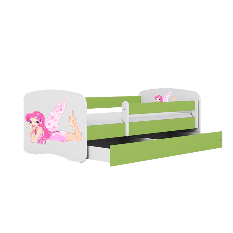 Bed babydreams green fairy with wings with drawer with mattress 180/80