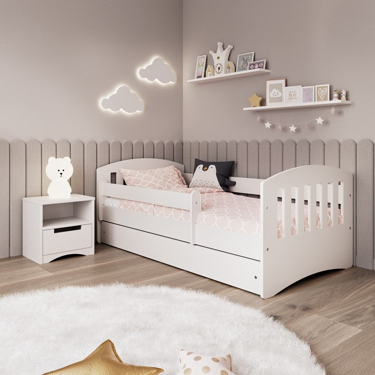 Bed classic 1 white with drawer with mattress 140/80