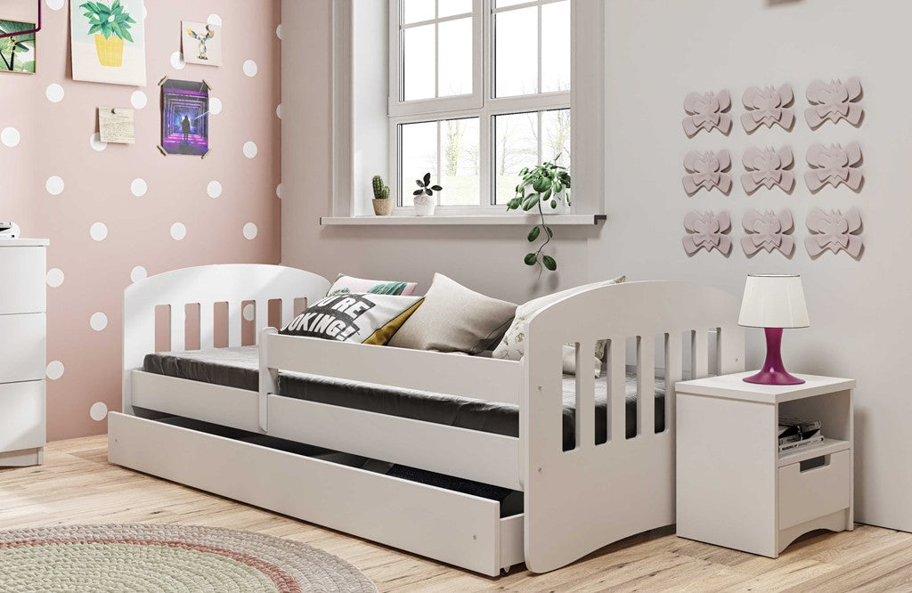 Bed classic 1 white with drawer with mattress 160/80