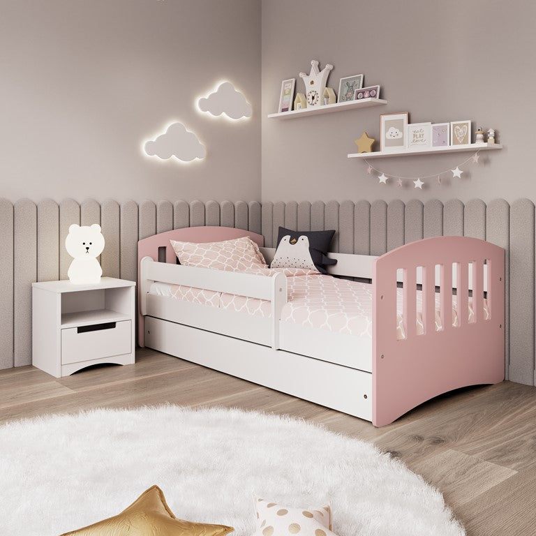 Bed classic 1 mix pale pink with drawer with mattress 140/80