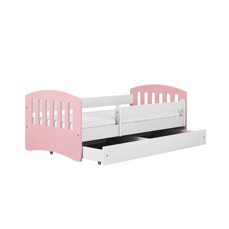 Bed classic 1 mix pale pink with drawer with mattress 140/80