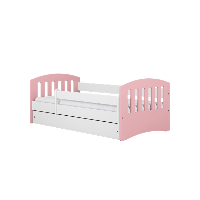 Bed classic 1 mix pale pink with drawer with mattress 160/80