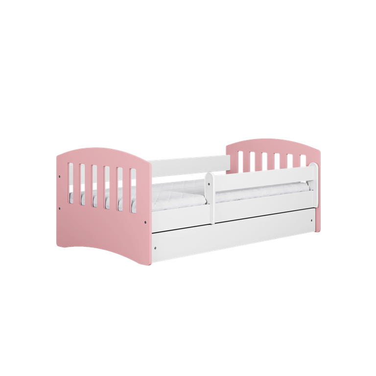 Bed classic 1 mix pale pink with drawer with mattress 160/80