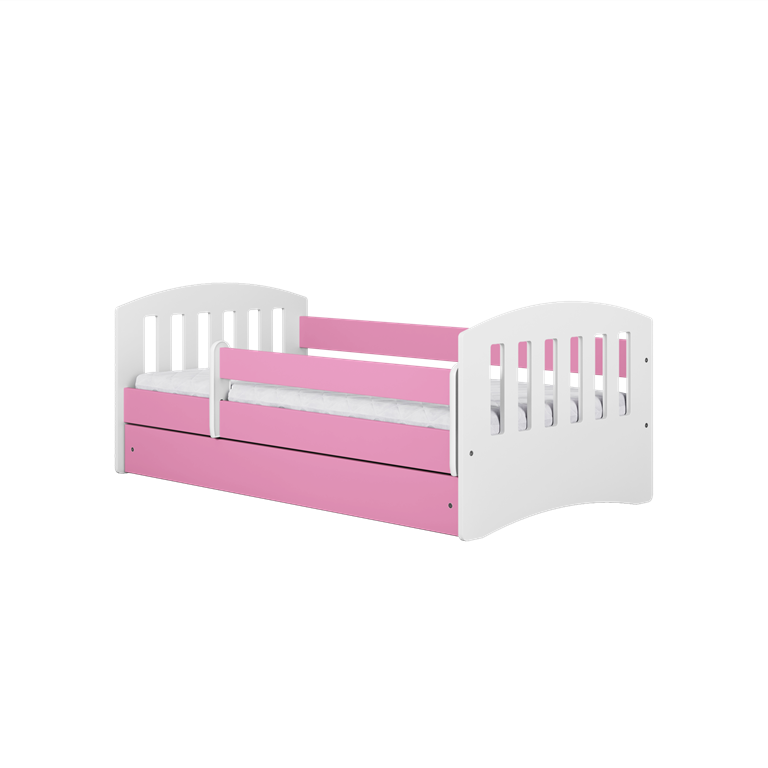 Bed classic 1 pink with drawer with mattress 140/80