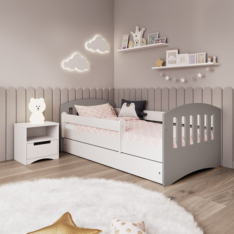 Bed classic 1 mix grey with drawer with mattress 140/80