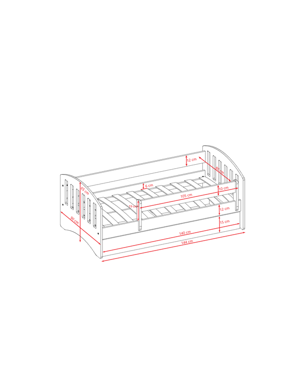 Bed classic 1 green with drawer with mattress 140/80
