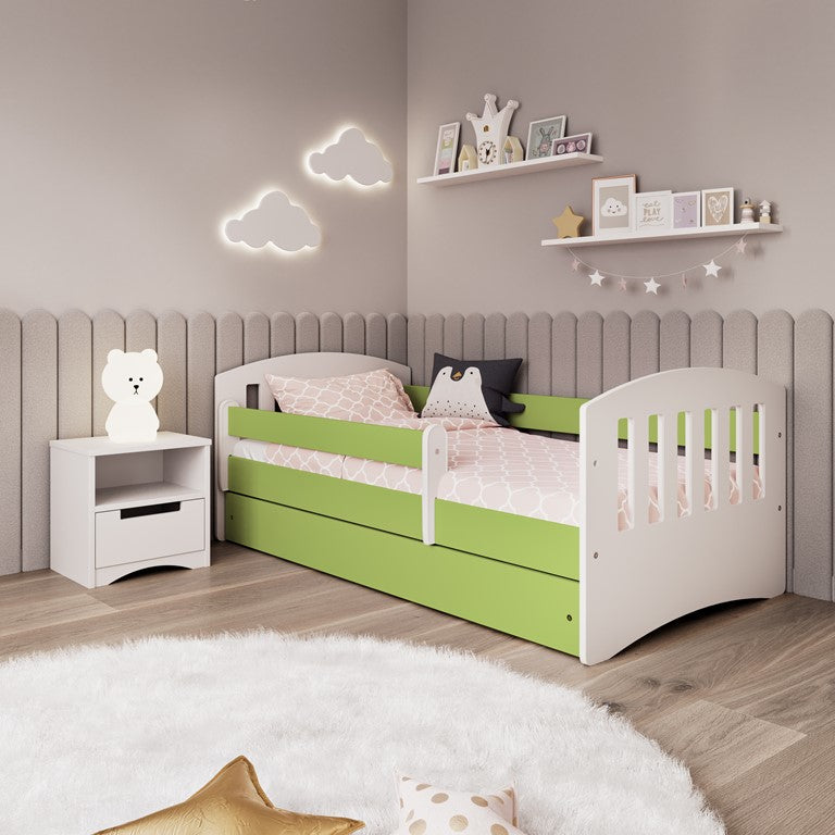 Bed classic 1 green with drawer with mattress 160/80