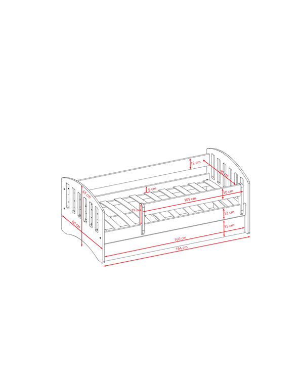 Bed classic 1 green with drawer with mattress 160/80