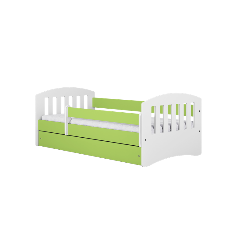 Bed classic 1 green with drawer with mattress 160/80