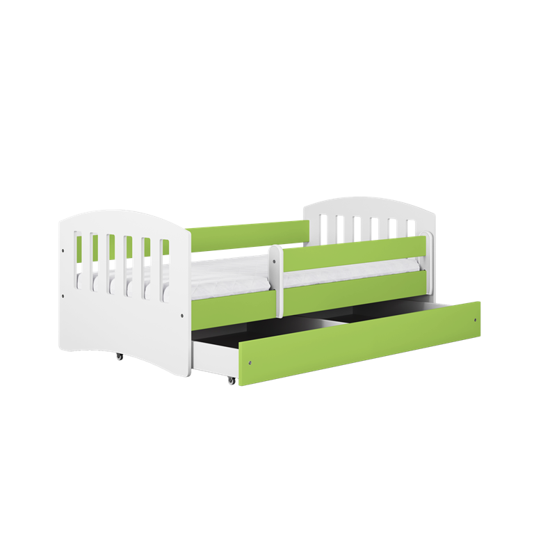 Bed classic 1 green with drawer with mattress 160/80
