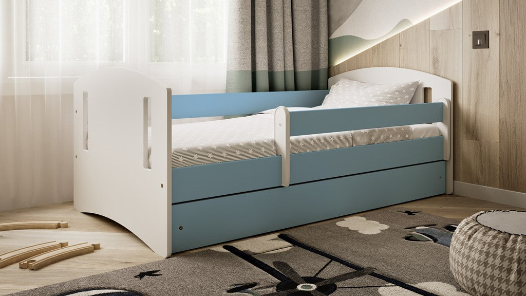 Bed classic 2 blue with drawer with mattress 140/80