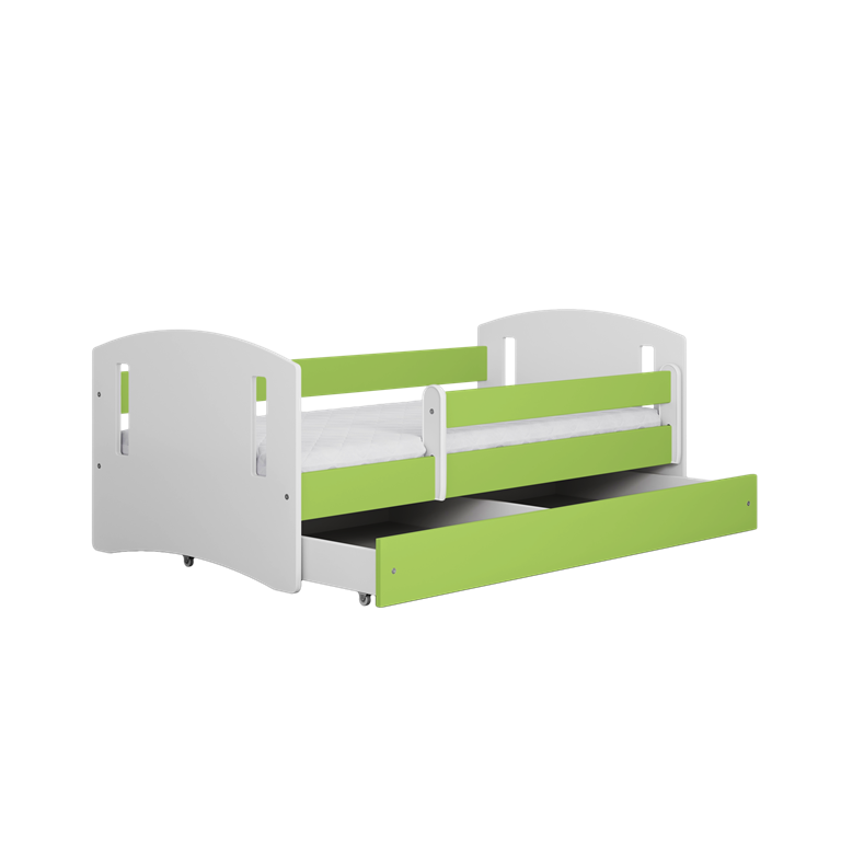 Bed classic 2 green with drawer with mattress 140/80
